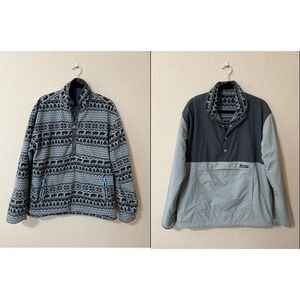Chubbies Grey Anatomy Gray Reversible Nylon Fleece Jacket Half Zip Pullover Sz L